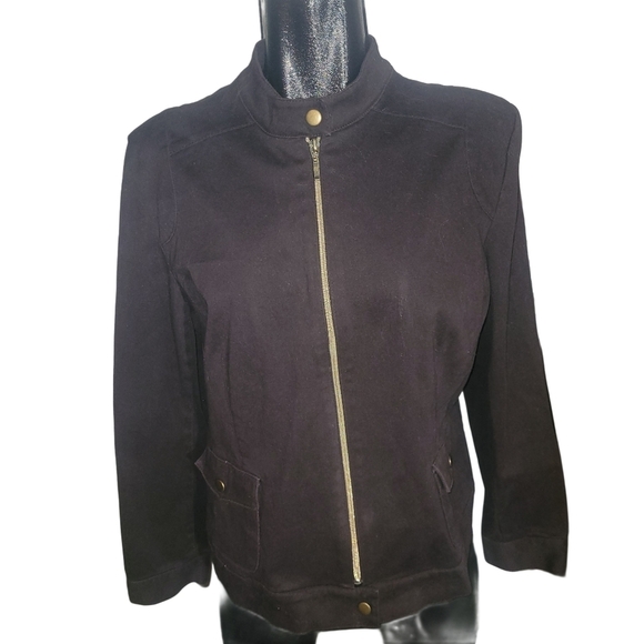 Lindor Jackets & Blazers - Lindor Brown Zippered Moto Style Light Jacket 16